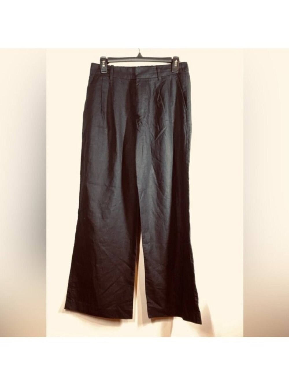 GAP sz 4 Petite 365 High Rise Black Linen Blend Wide Leg Trousers